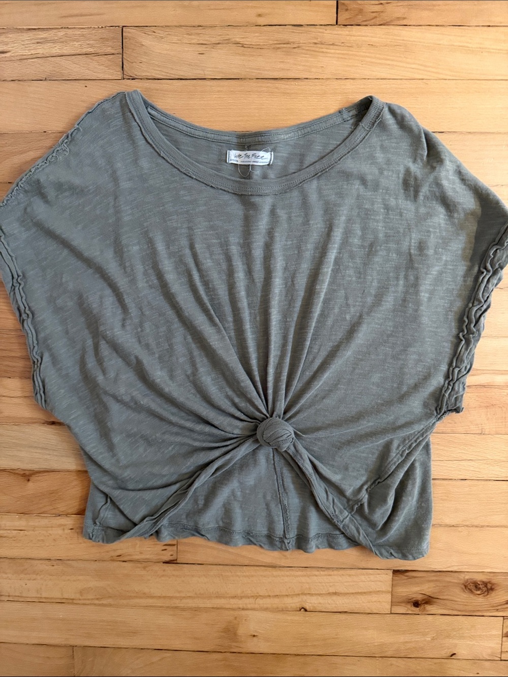 Free People Olive Tie-Front Crop Top